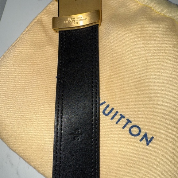 Louis Vuitton Black Leather Belt with Gold Buckle - Picture 8 of 9